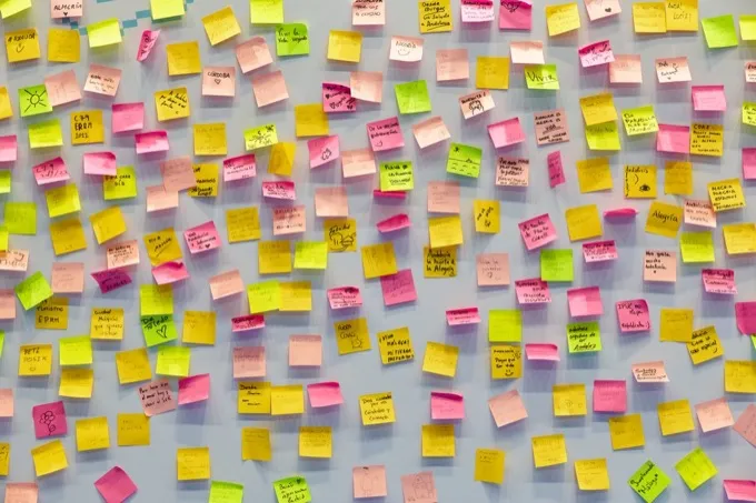 Memo notes on a blackboard