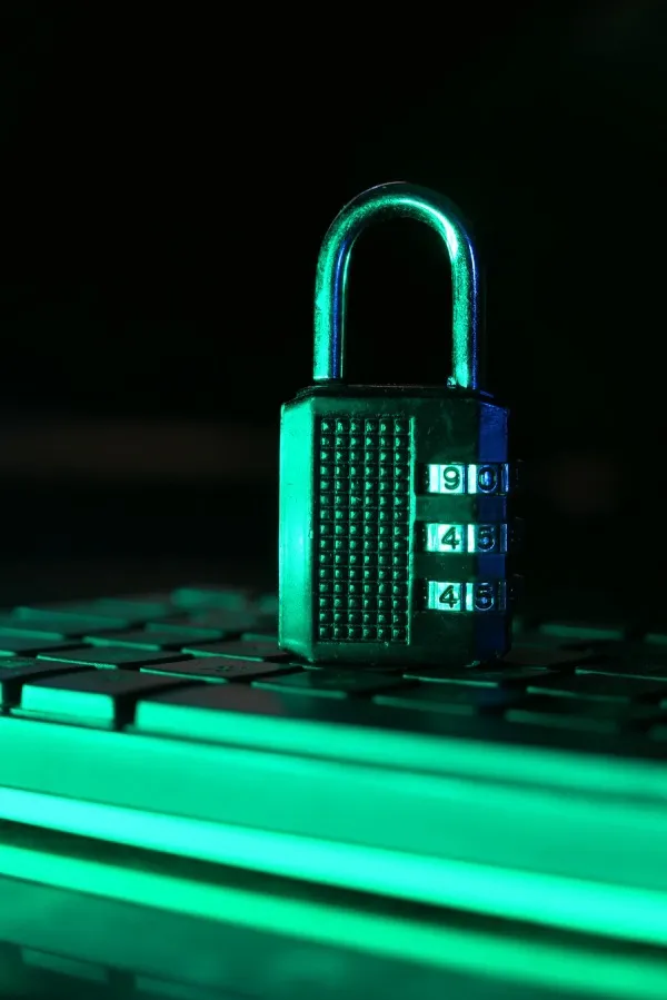 Internet safety concept with padlock on computer