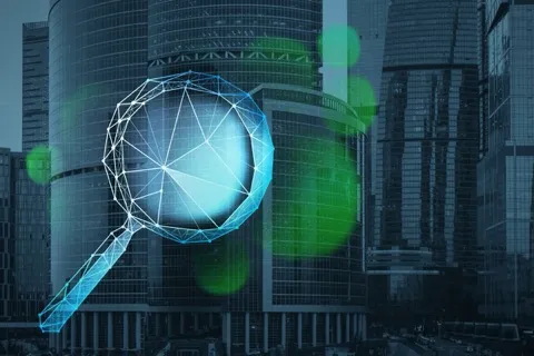 Digital search concept with magnifying glass